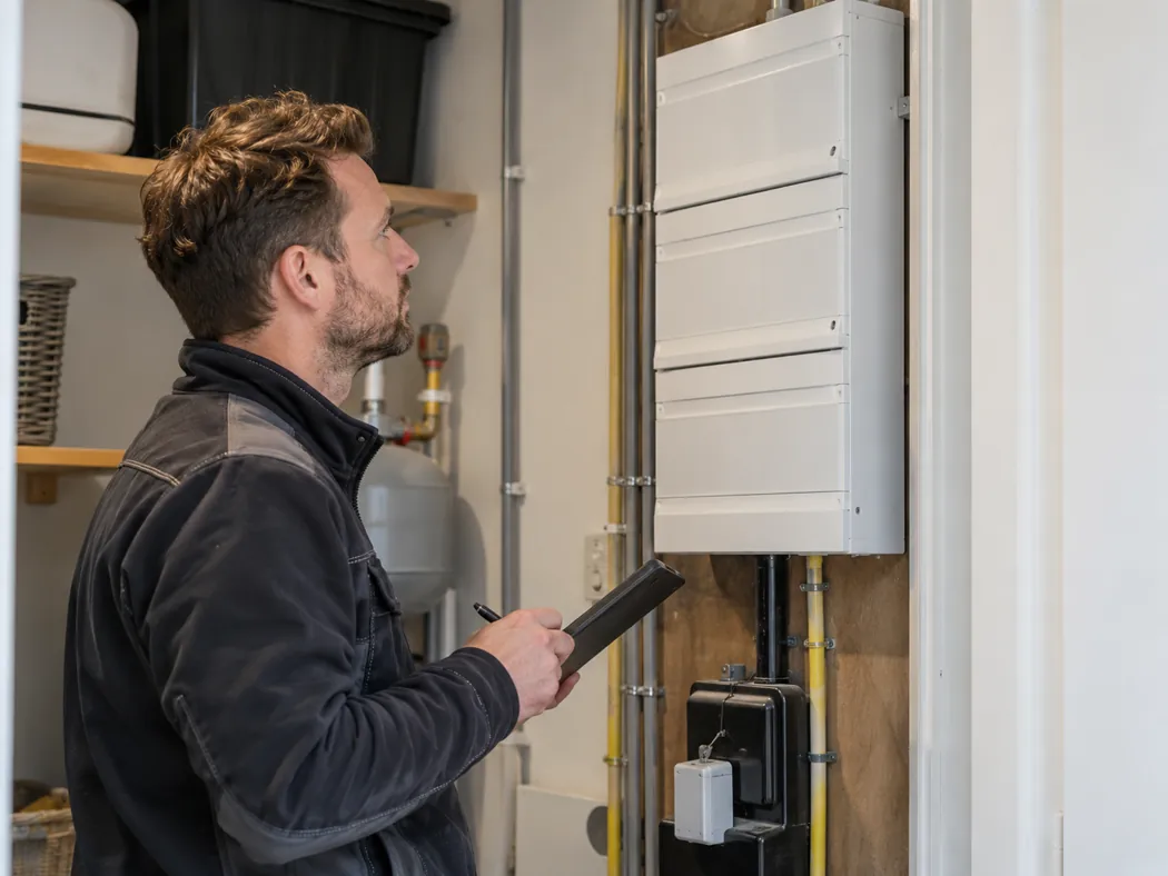 Gesloten groepenkast in een technische ruimte