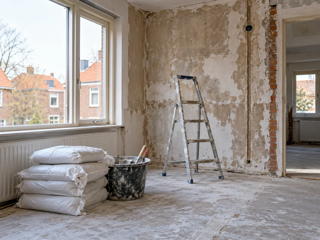 Woonruimte tijdens een renovatie