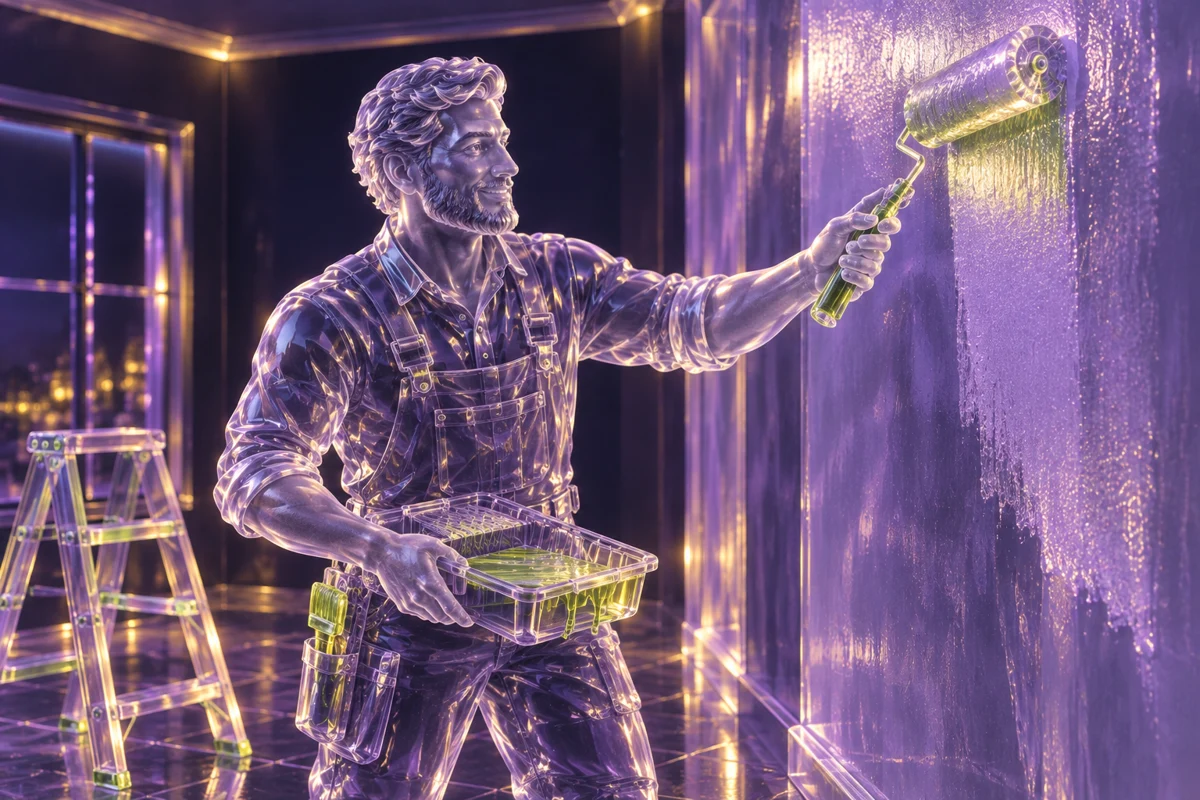 Schilderen & afwerking: glasillustratie met vakman